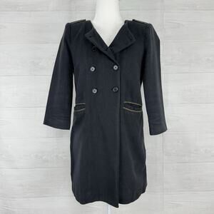 MAJE Double Breasted Coat Jacket Size 38‎ US M Military Black Preppy Academia